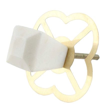White Stone Square Dresser Knobs